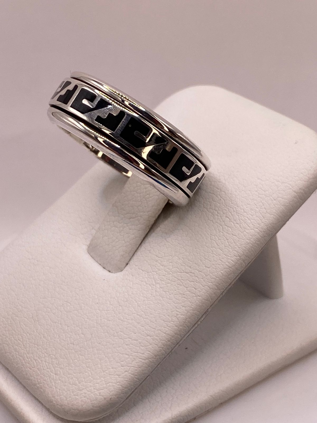 ANILLO SPINNER DE PLATA .925 CON GRECA AZTECA