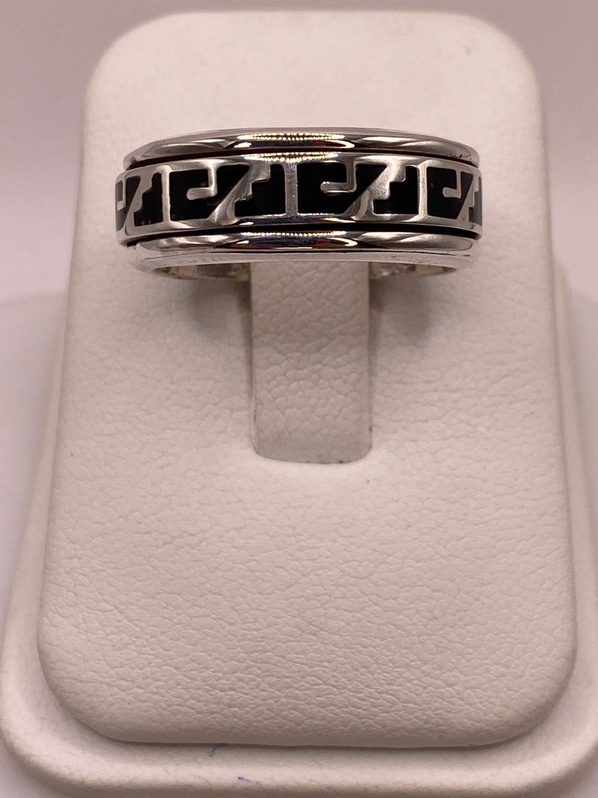 ANILLO SPINNER DE PLATA .925 CON GRECA AZTECA