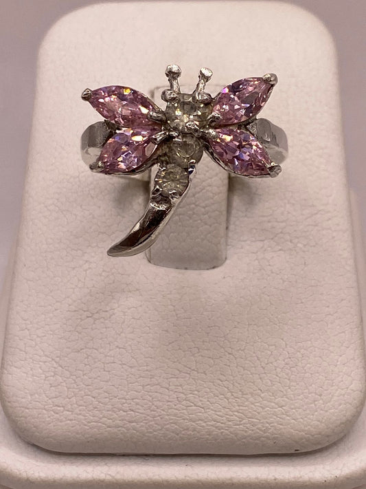 Anillo Tipo Libélula con Zirconia en Plata Ley 925, vista frontal