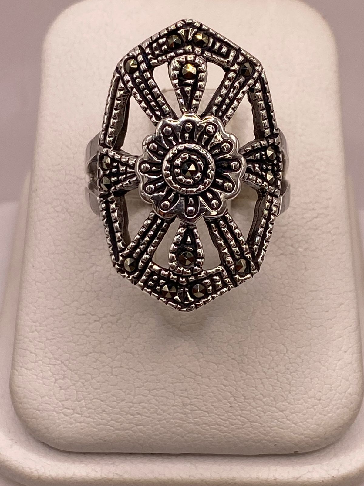 Anillo Vintage Art Deco con Marquesitas en Plata Ley 925