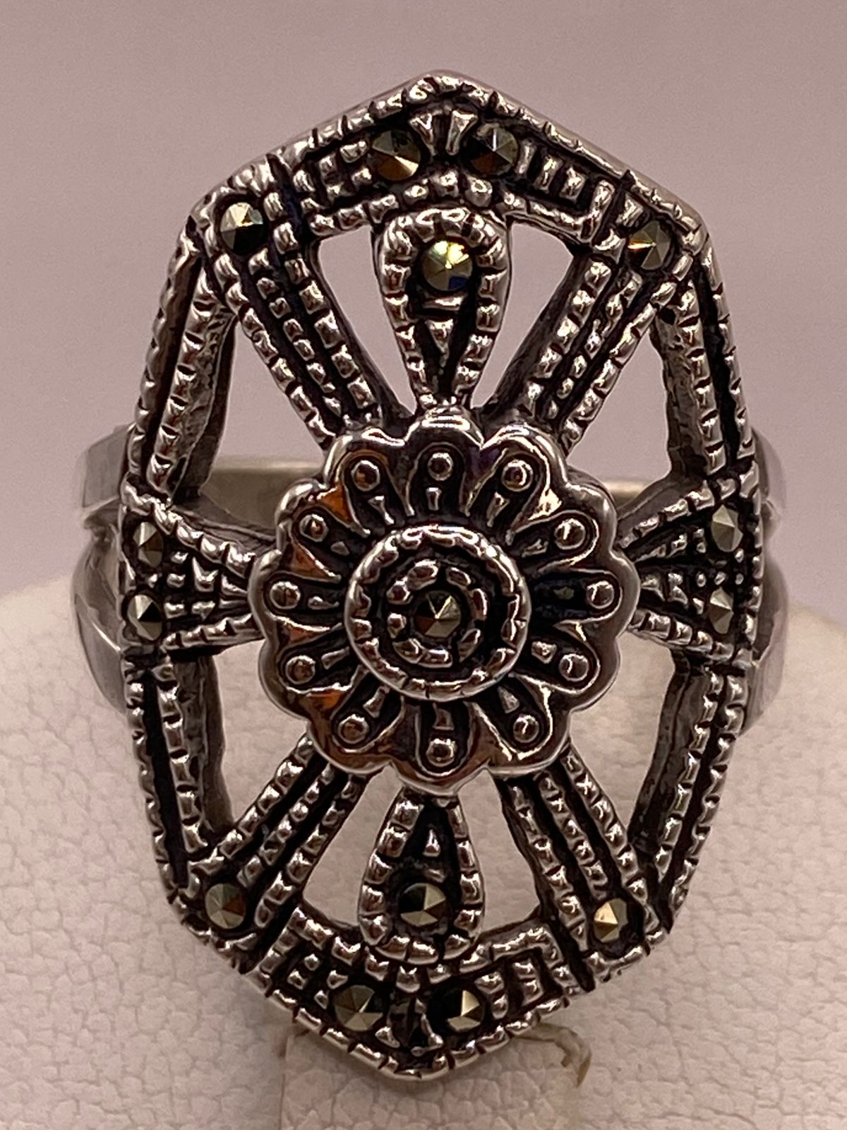 Anillo Vintage Art Deco con Marquesitas en Plata Ley 925