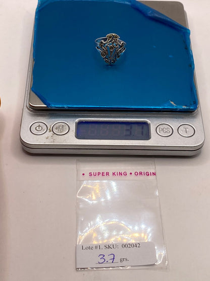 Anillo Vintage con Marquesitas en Plata Ley 925, peso en gramos (báscula)