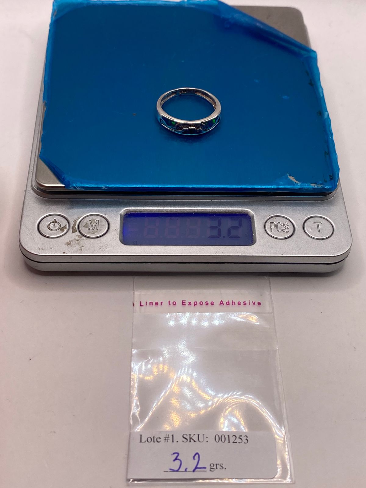 Argolla Ópalo de Fuego Azul-verde Ondas Artesanales Plata 950