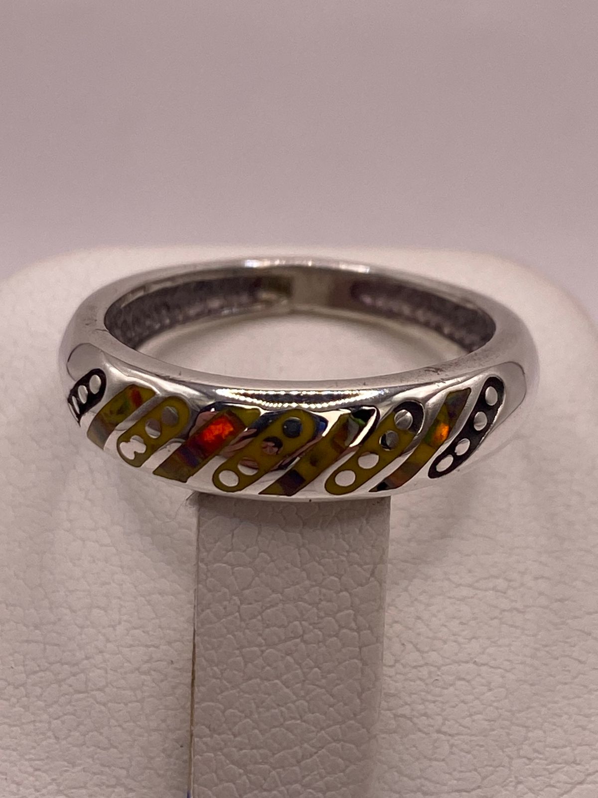 🔥 ARGOLLA ÓPALO DE FUEGO MULTICOLOR DIAGONAL PLATA 950
