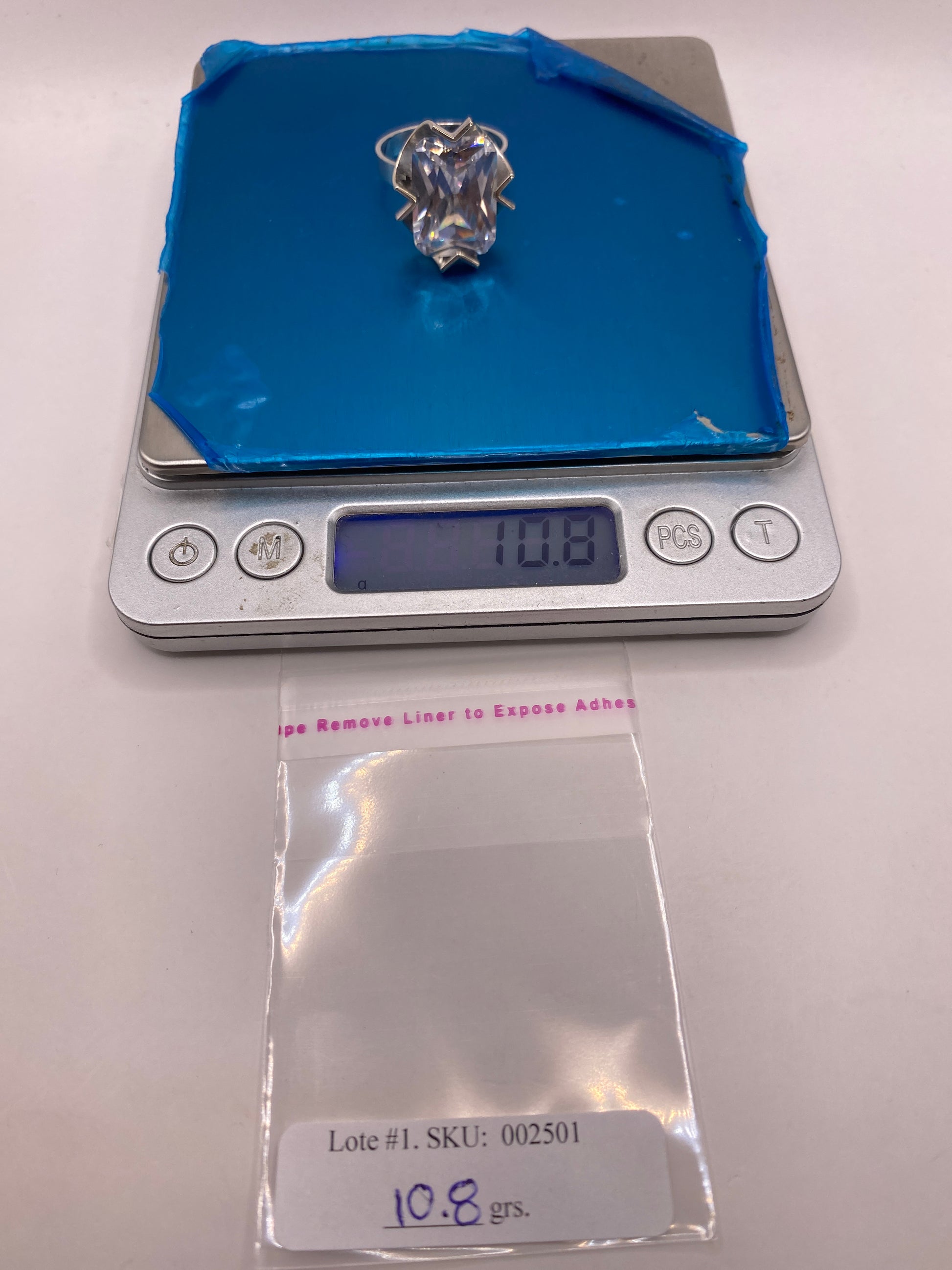 Anillo de Plata Cristal Grande Solitario — Circonia Brillante — foto 6