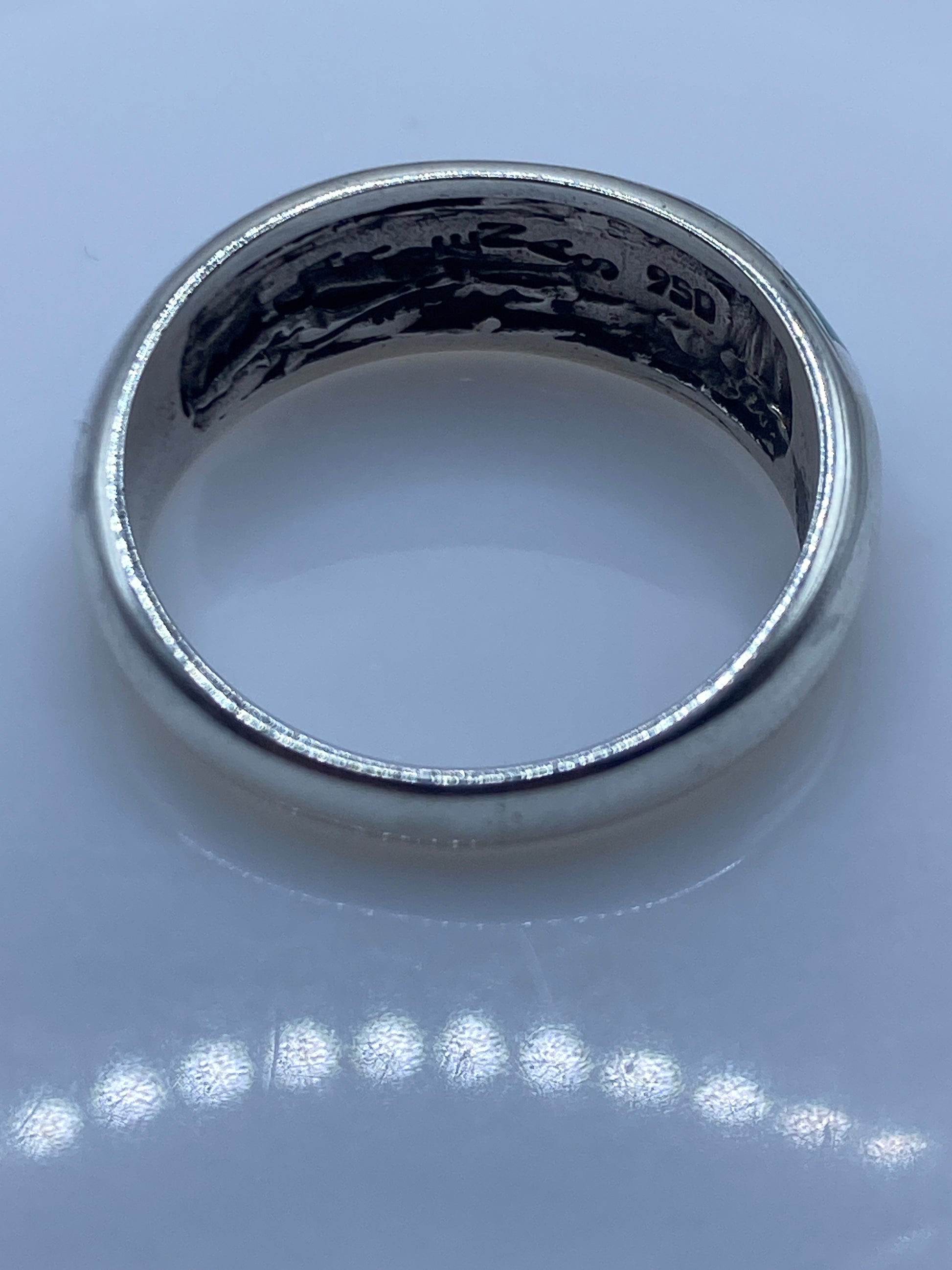 Anillo de Plata Ópalo de Fuego Azul Cielo — Unisex Taxco — foto 5