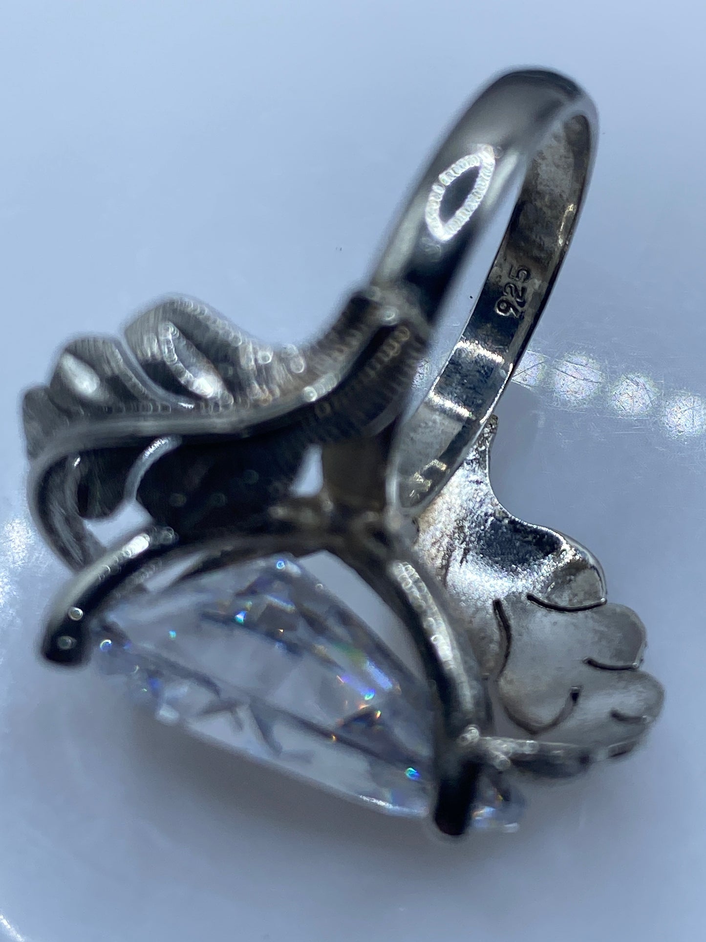 Anillo de Plata Solitario Circonia Blanca — Hojas Artesanales — foto 5