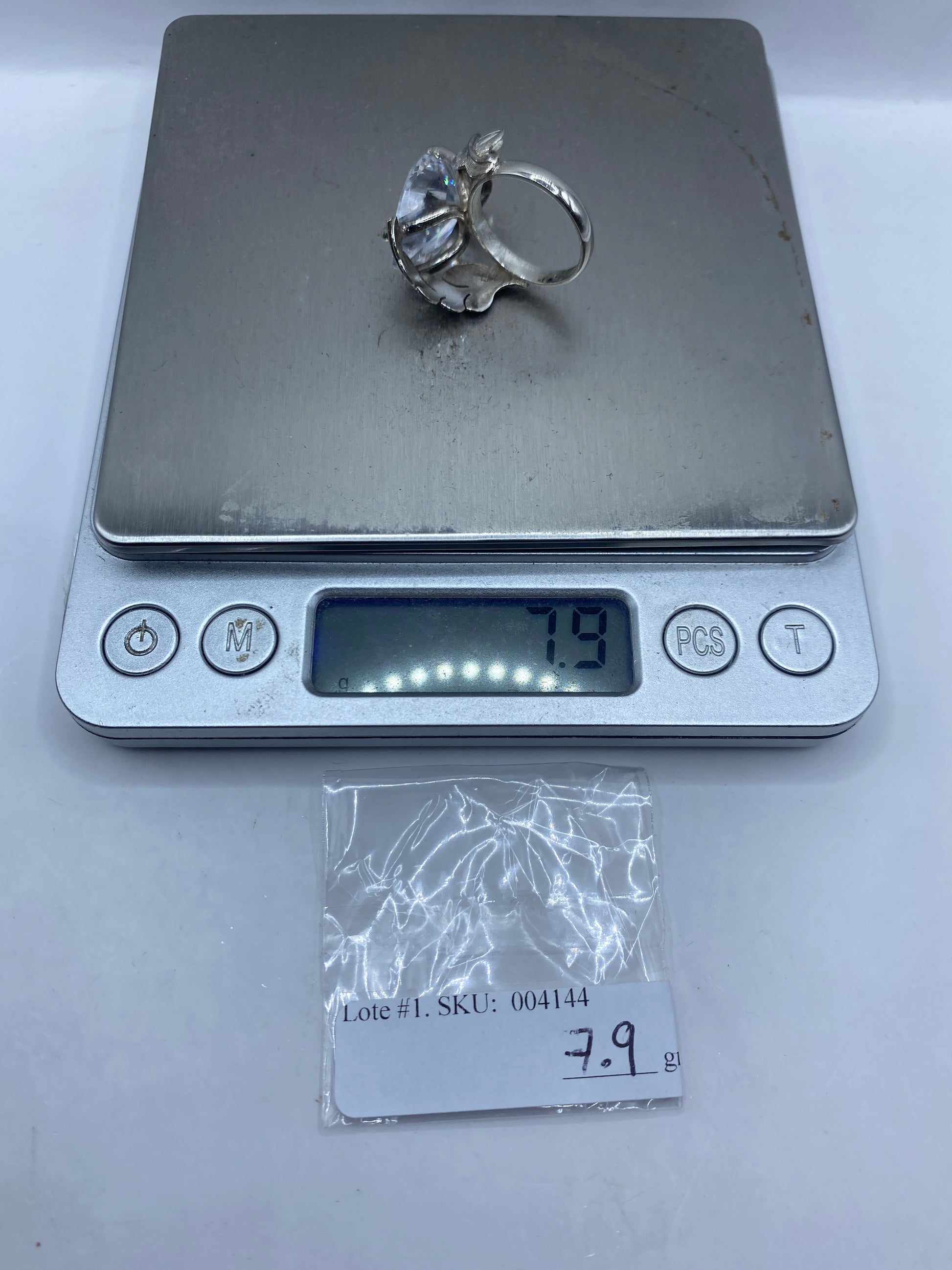 Anillo de Plata Solitario Circonia Blanca — Hojas Artesanales — foto 6