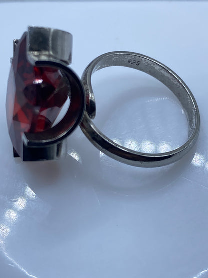 Anillo de Plata Circonia Roja Cushion — Solitario Ajustable — foto 5