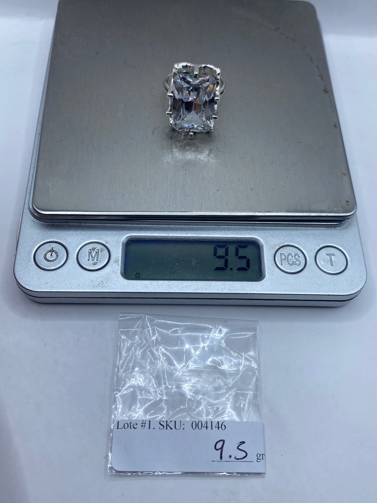 Anillo de Plata Solitario Circonia Blanca — Coctel Brillante — foto 6