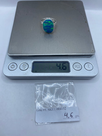 Anillo de Plata Ópalo de Fuego Azul Ajustable — Taxco — foto 6