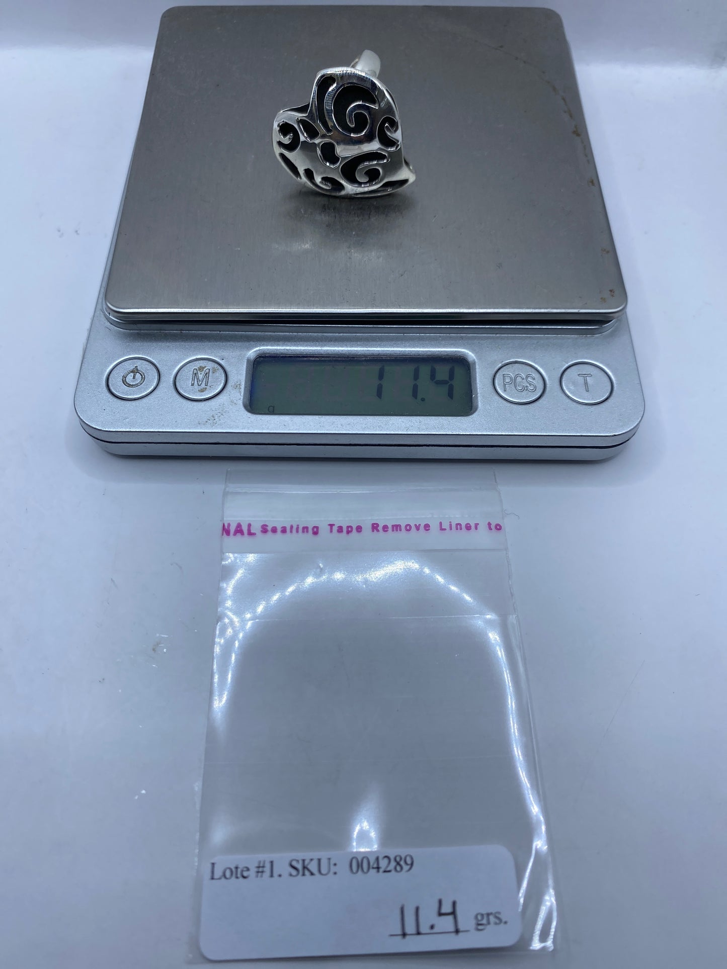 Anillo de Plata Corazón Calado Ajustable — Étnico — foto 6
