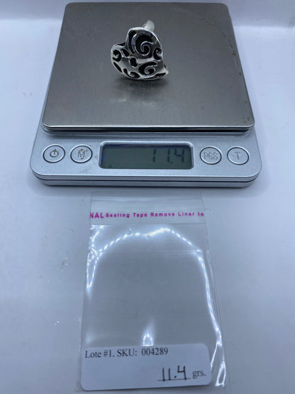 Anillo de Plata Corazón Calado Ajustable — Étnico — foto 6