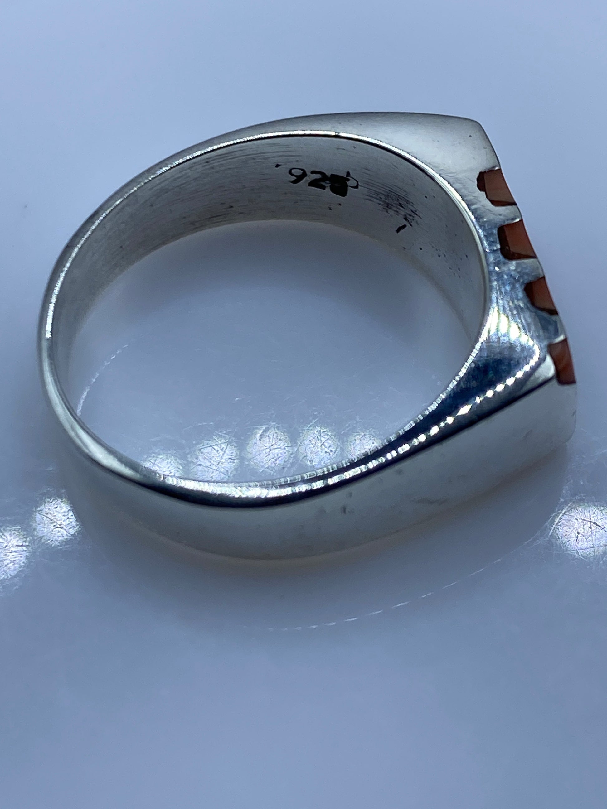 Anillo de Plata con Coral — Engaste Geométrico Taxco .925 — foto 5