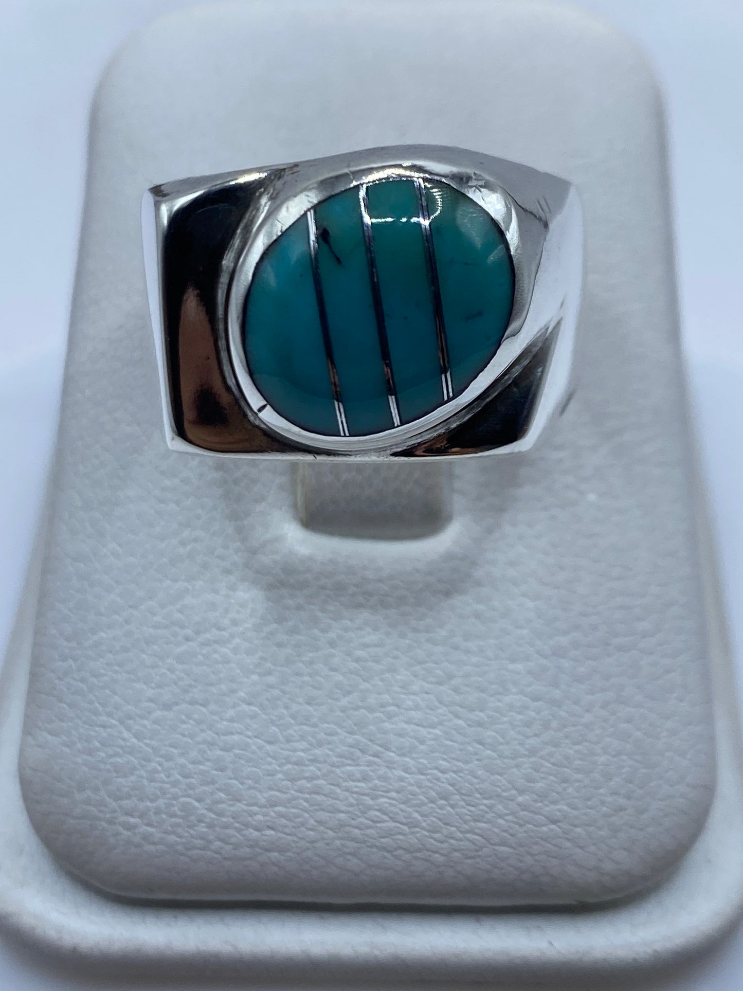 Anillo de plata .925 con turquesa azul cielo engastada, vista superior