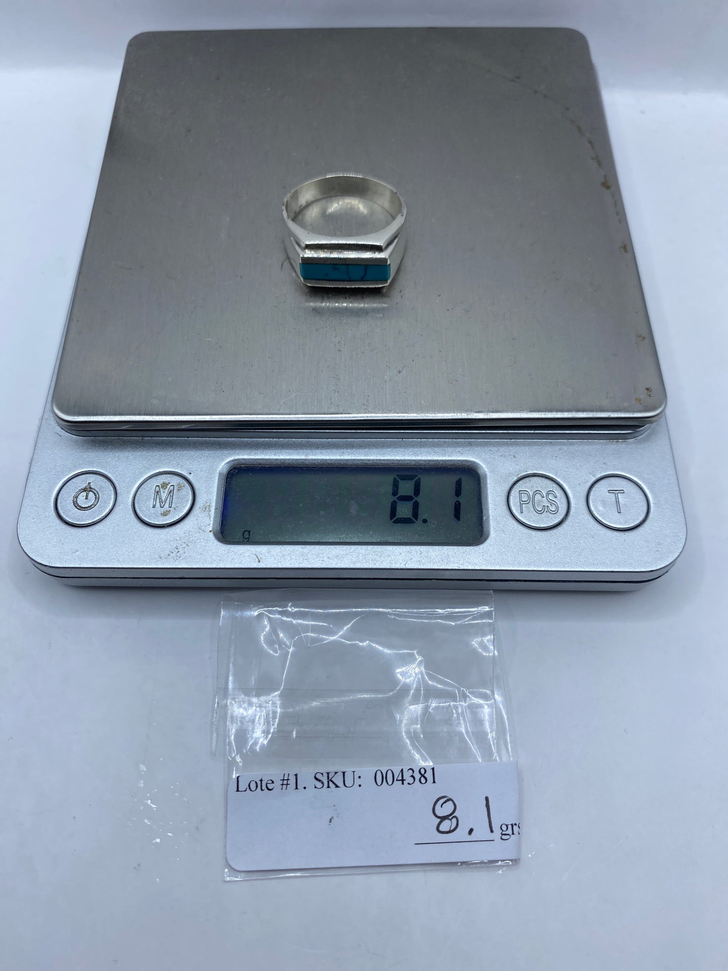 Anillo de Plata con Turquesa Azul Cielo — Taxco .925 — foto 6