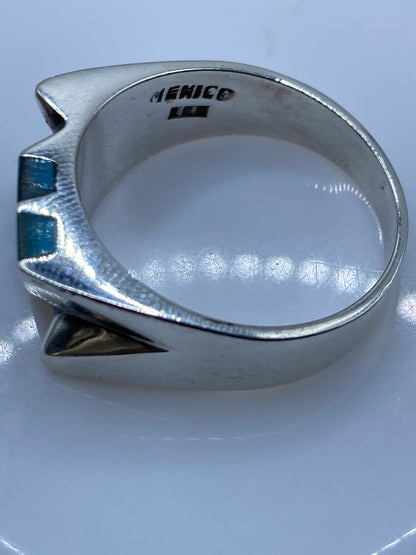 Anillo Plata Turquesa Azul Cielo para Hombre — Taxco .925 — foto 5