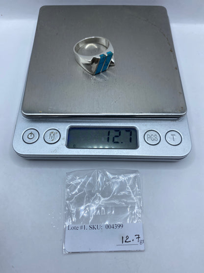 Anillo Plata Turquesa Azul Cielo para Hombre — Taxco .925 — foto 6