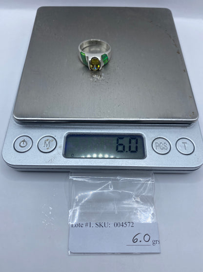 Anillo Opalo de Fuego Verde Limón — Plata .950 Taxco — foto 6