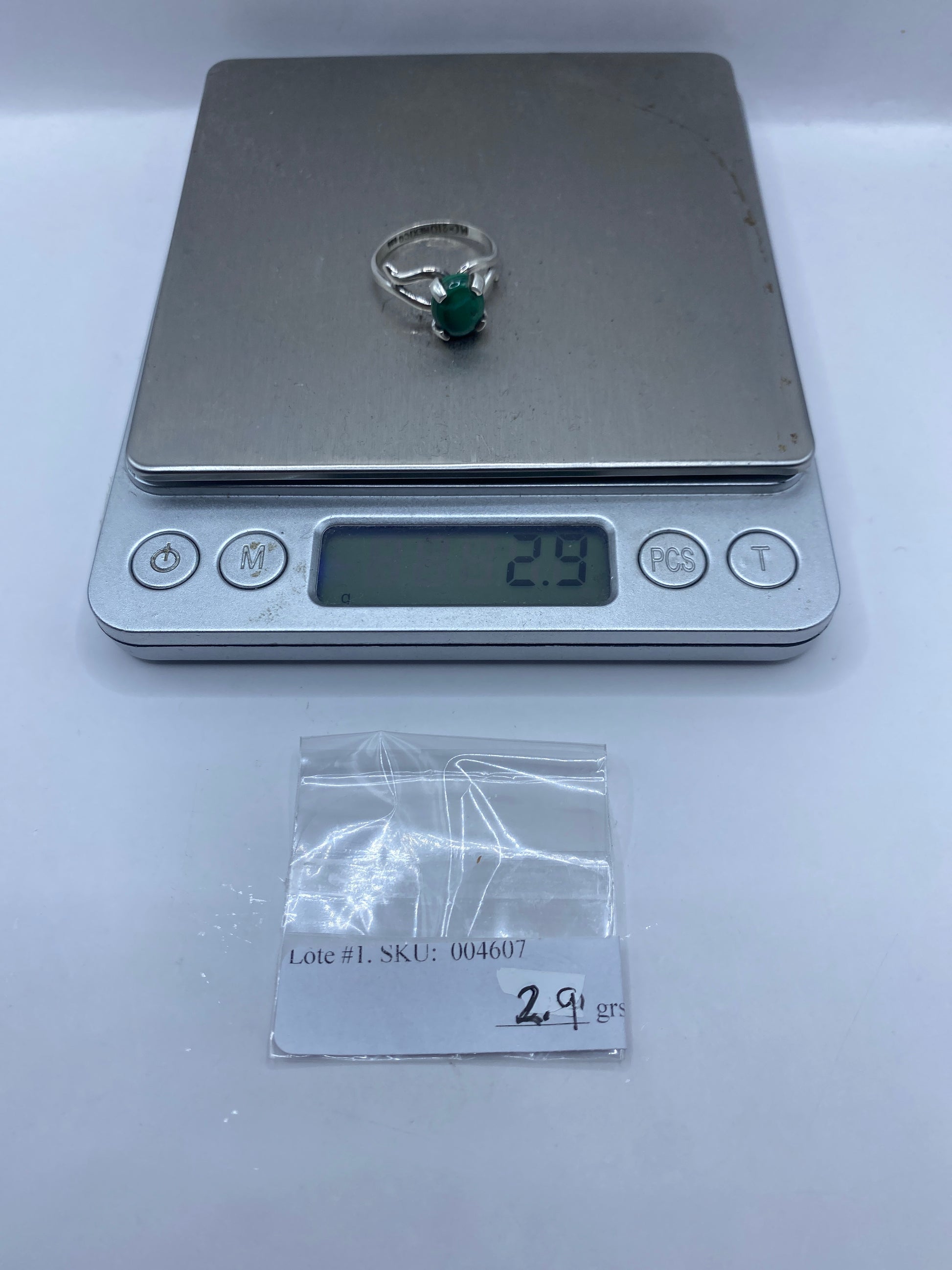 Anillo de Plata Engaste a Mano con Malaquita Verde — Taxco .925 — foto 6