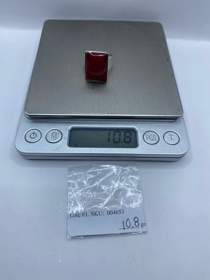 Anillo de Plata con Coral Rojo — Engaste a Mano .925 — foto 6
