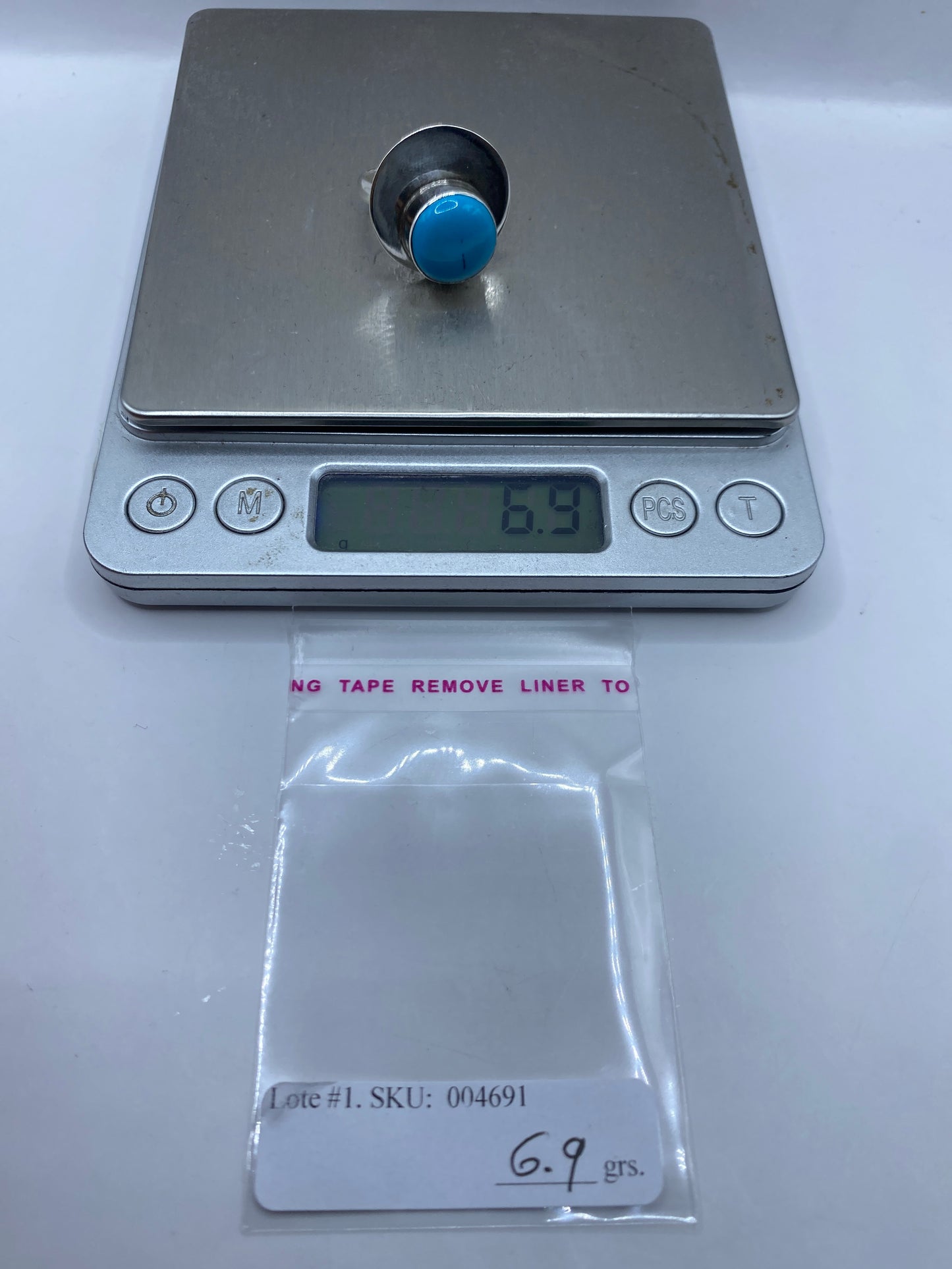 Anillo de Plata Ajustable con Turquesa Azul Cielo — foto 6
