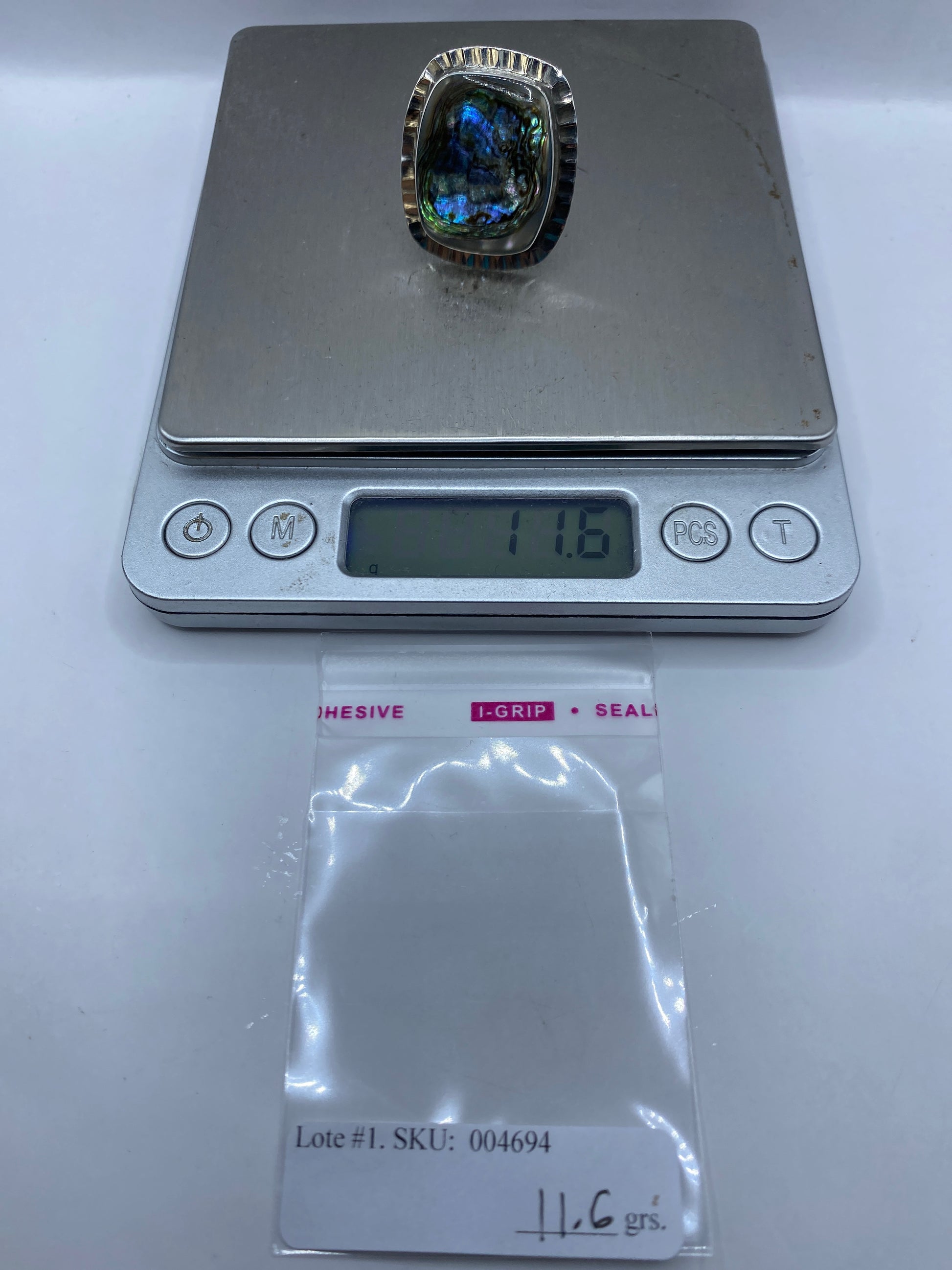 Anillo de Plata Ajustable con Piedra Iridiscente — Taxco .925 — foto 6