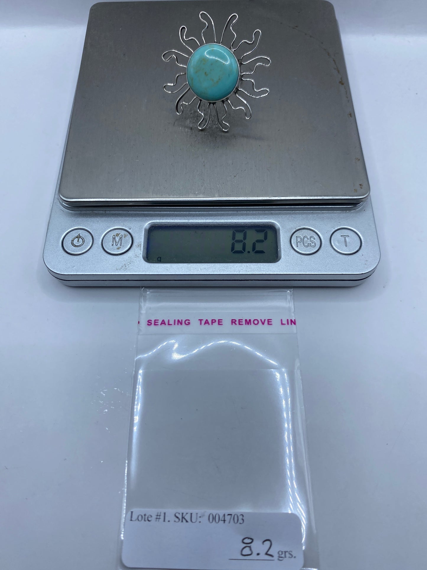 Anillo Solar Turquesa Azul Cielo — Plata .925 Taxco — foto 6