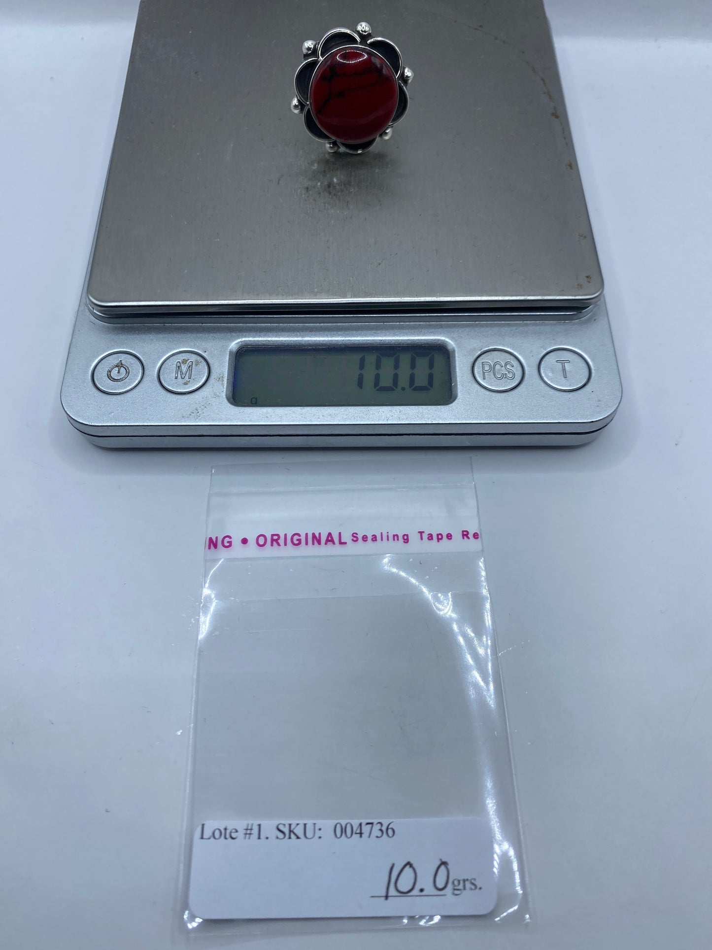 Anillo Ajustable Plata Coral Rojo — Taxco .925 — foto 6