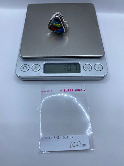 Anillo Ajustable Plata .925 con Piedra Multicolor — Taxco — foto 6