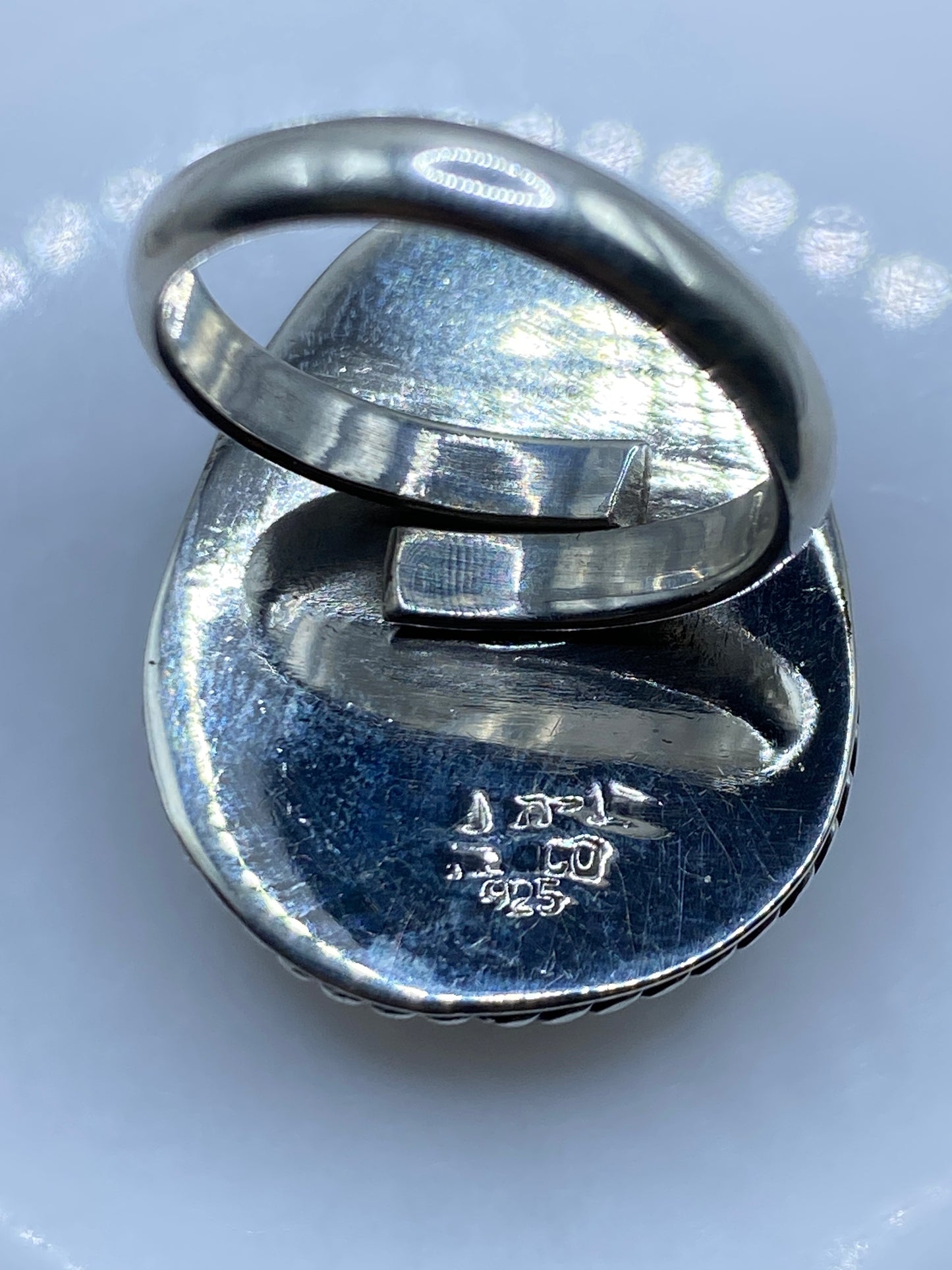 Anillo de Plata con Piedra Verde — Ajustable Taxco .925 — foto 5