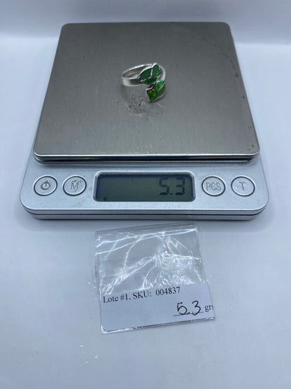Anillo de Plata Ópalo de Fuego Verde — Taxco .950 — foto 6