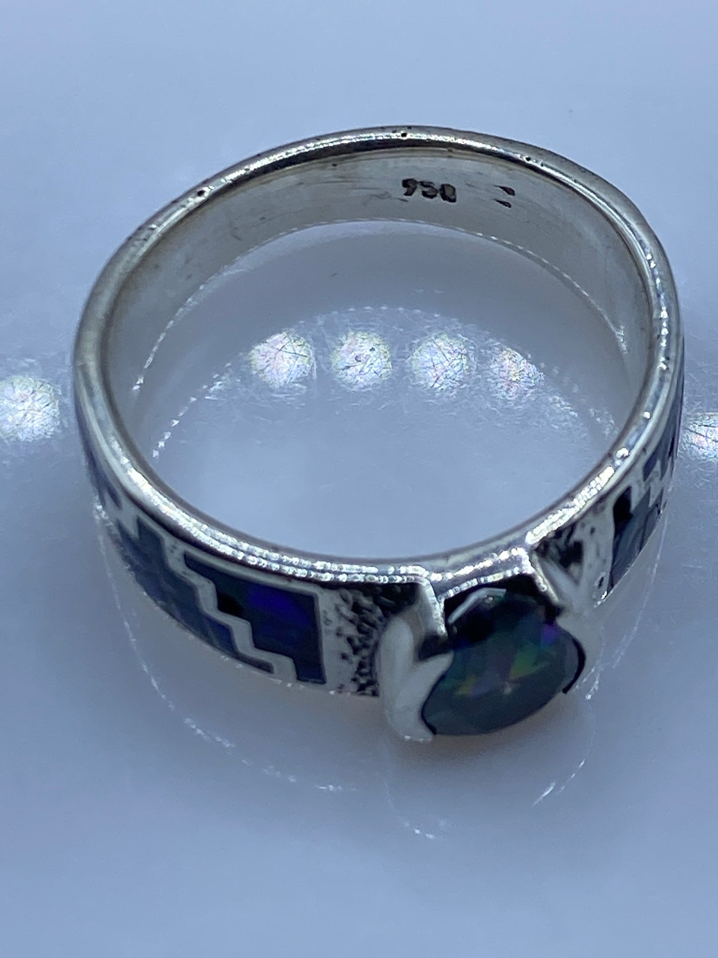 Anillo de Plata .950 con Ópalo de Fuego Azul — Taxco — foto 5
