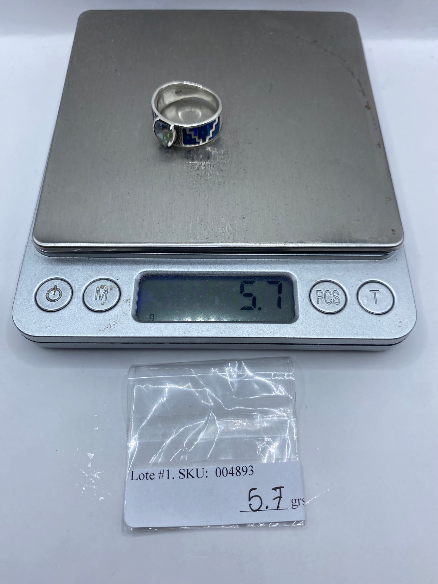 Anillo de Plata Ópalo de Fuego Azul — Taxco .950 — foto 6