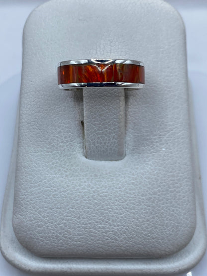 Anillo de plata .950 con Ópalo de Fuego naranja en estuche blanco