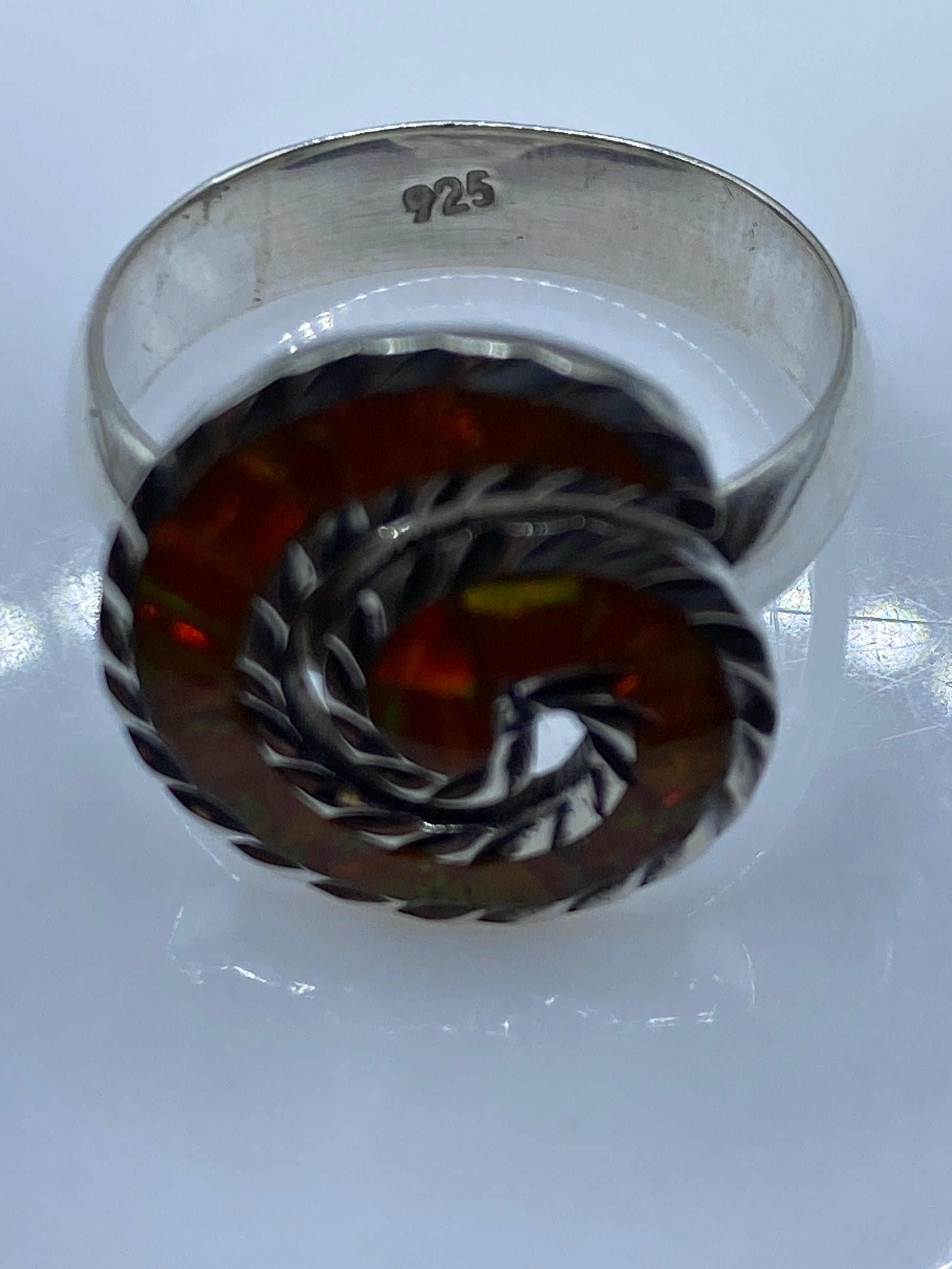 Anillo Ópalo de Fuego Naranja — Plata .925 Taxco — foto 5