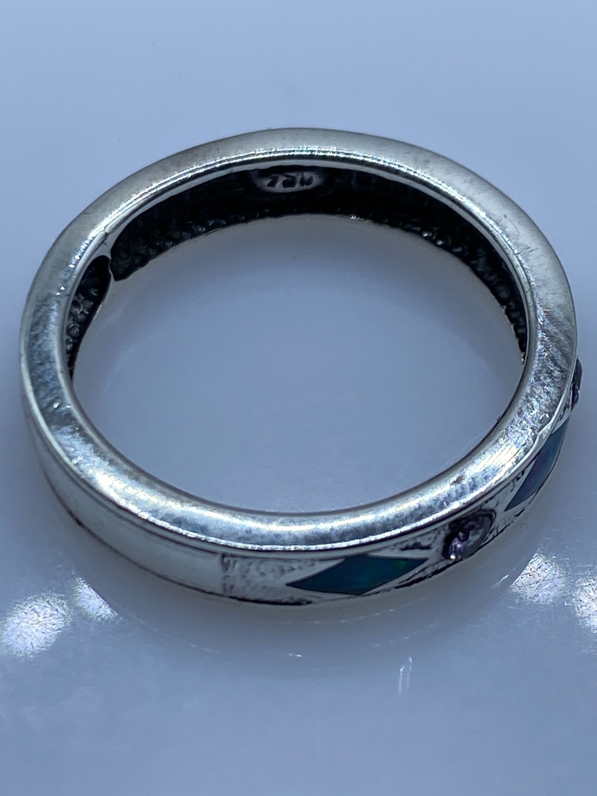 Anillo de Plata Ópalo de Fuego Azul Cielo — Taxco .950 — foto 5