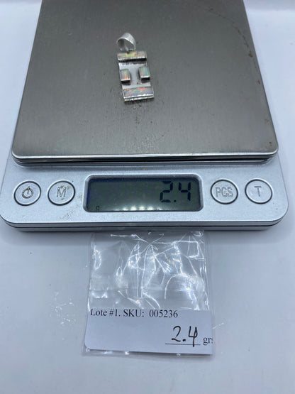 Dije Plata .950 con Ópalo de Fuego Geométrico — foto 6