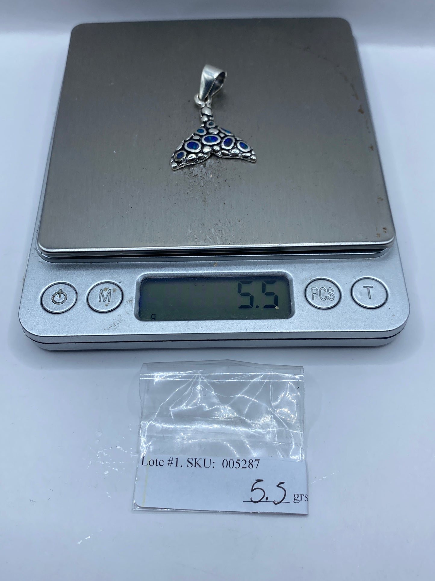 Dije Plata Opalo de Fuego Cola de Ballena — .950 Taxco — foto 6