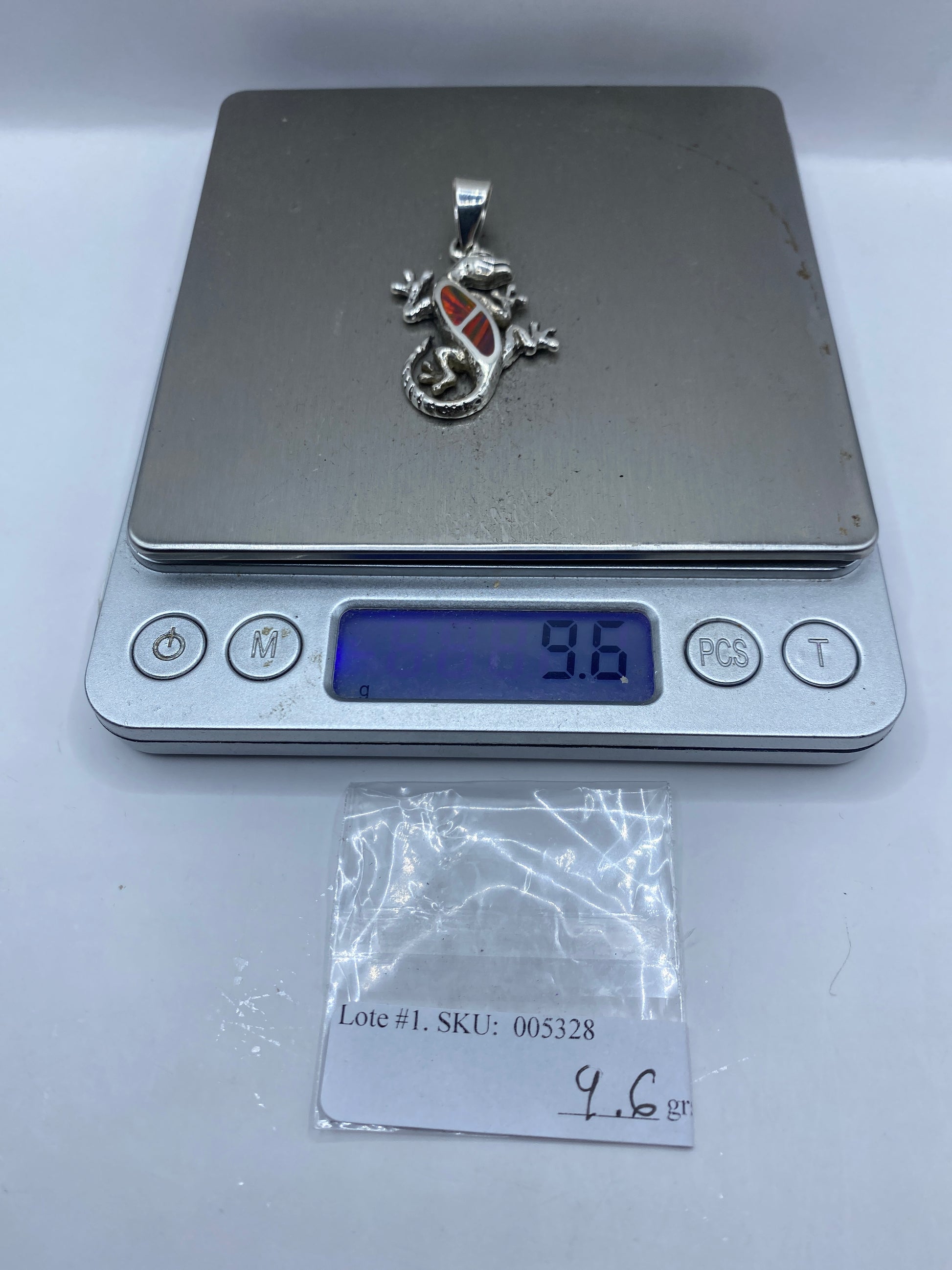 Dije Lagartija Prehispánica Plata .950 con Ópalo de Fuego — foto 6