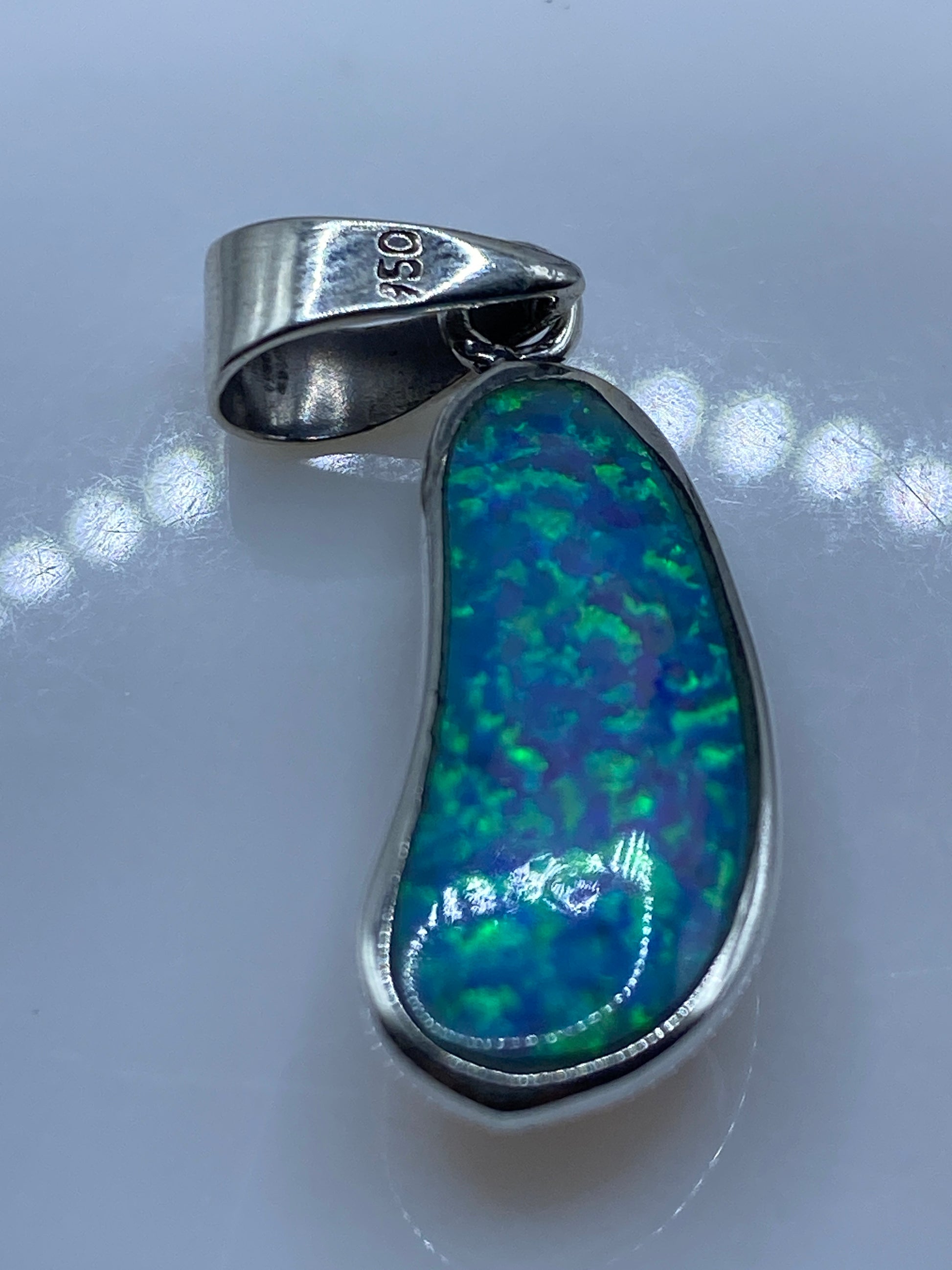 Dije Ópalo de Fuego Azul Cielo — Plata .950 Taxco — foto 5