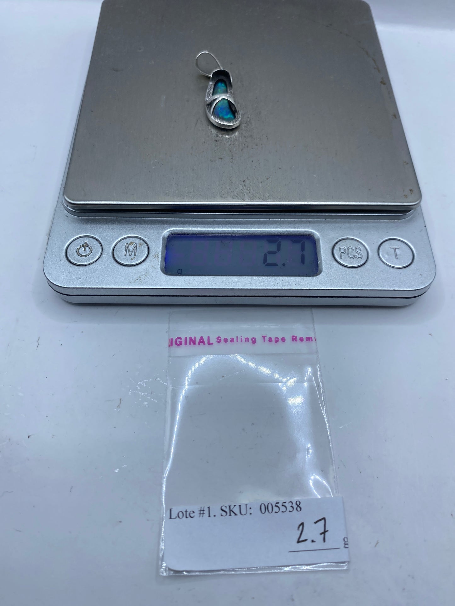 Dije Ópalo de Fuego Azul Cielo — Plata .950 Taxco — foto 6