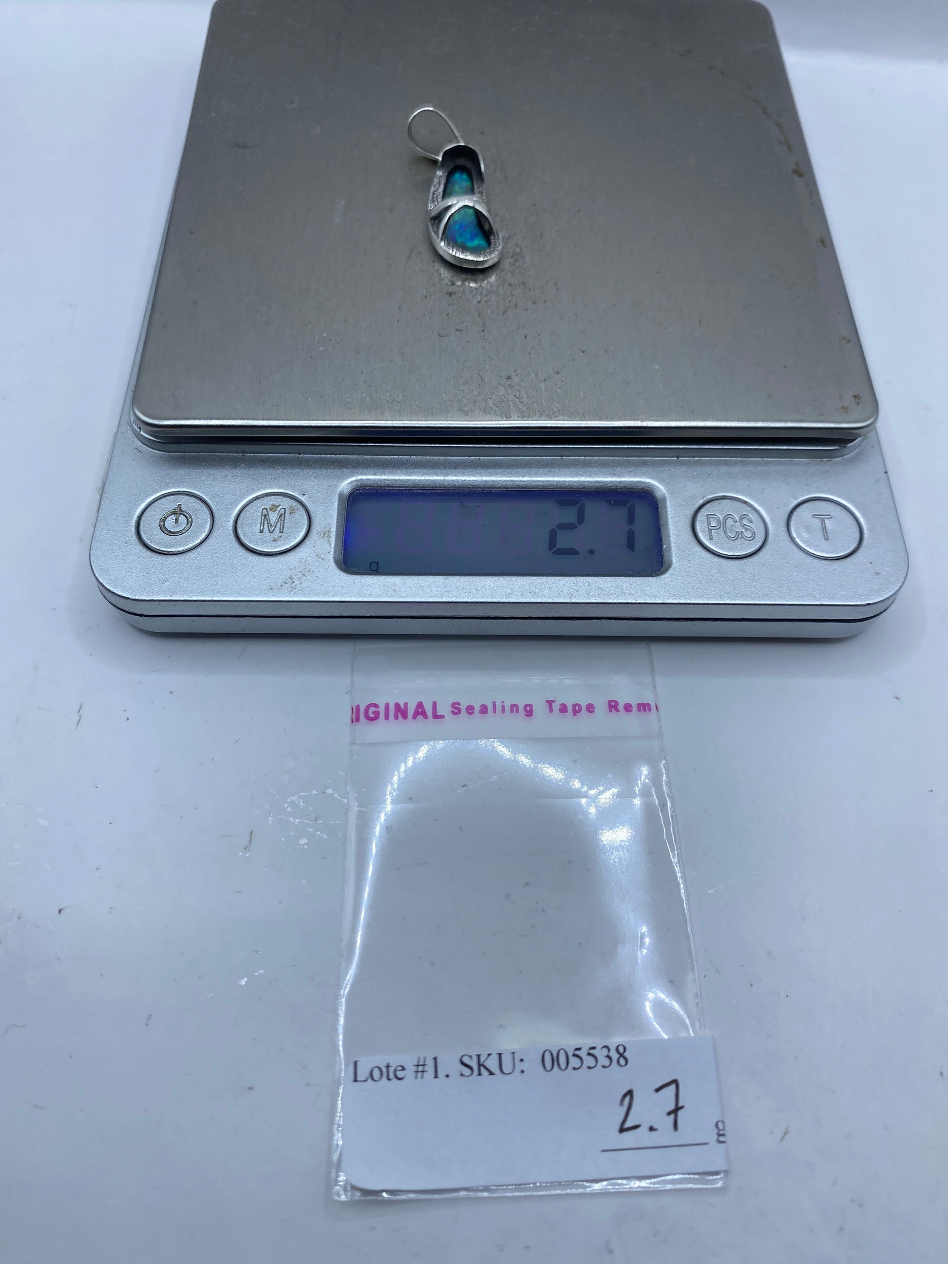Dije Ópalo de Fuego Azul Cielo — Plata .950 Taxco — foto 6