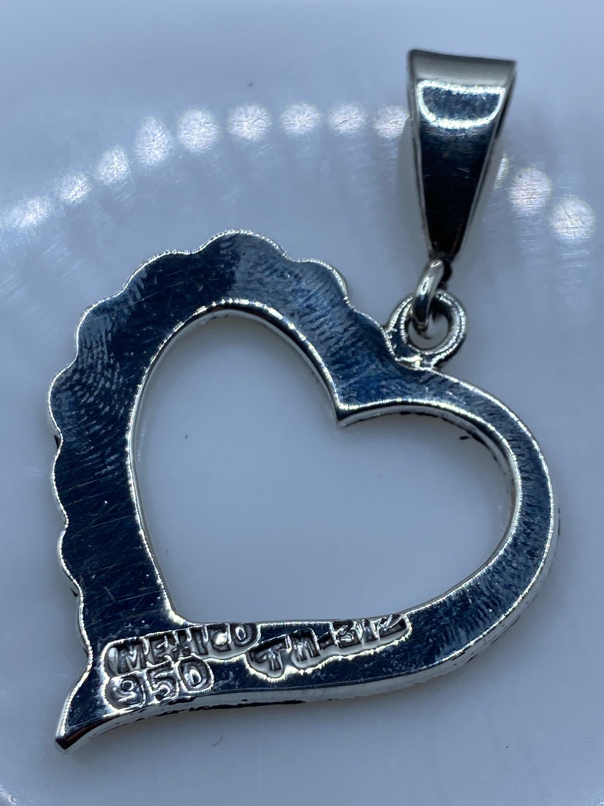 Dije Corazón Ópalo de Fuego Verde — Plata .950 Taxco — foto 5