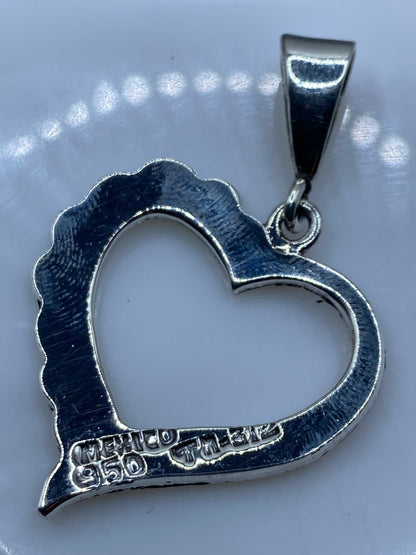 Dije Corazón Ópalo de Fuego Verde — Plata .950 Taxco — foto 5