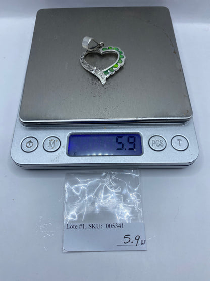 Dije Corazón Ópalo de Fuego Verde — Plata .950 Taxco — foto 6