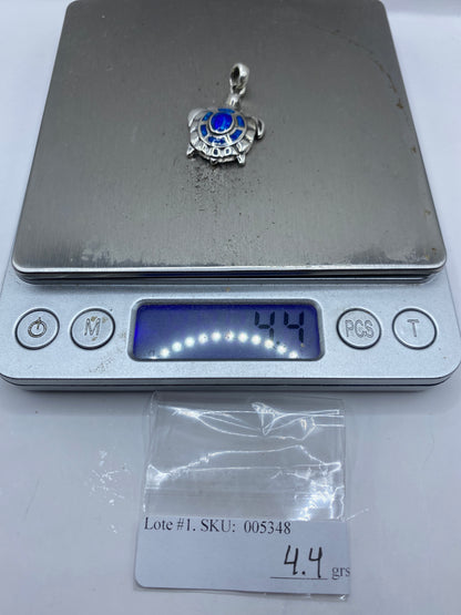 Dije Tortuga Plata .950 Ópalo de Fuego Azul — foto 6