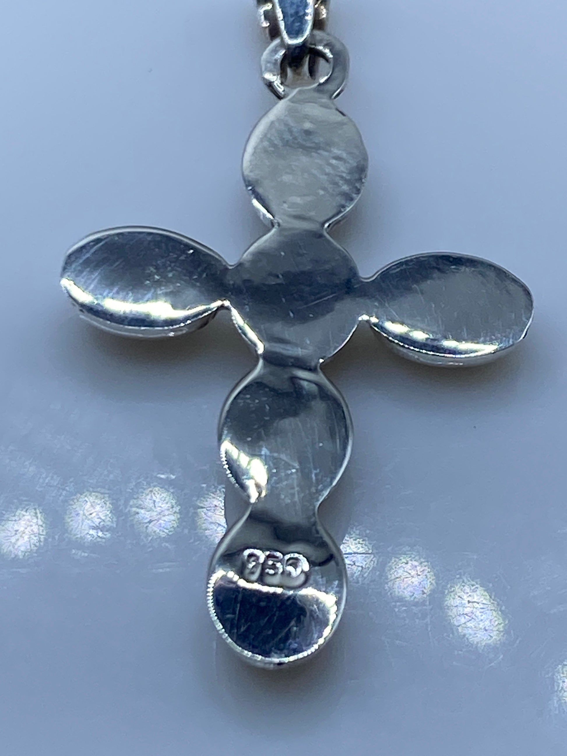 Cruz Dije Plata .950 con Ópalo de Fuego Azul — Taxco — foto 5