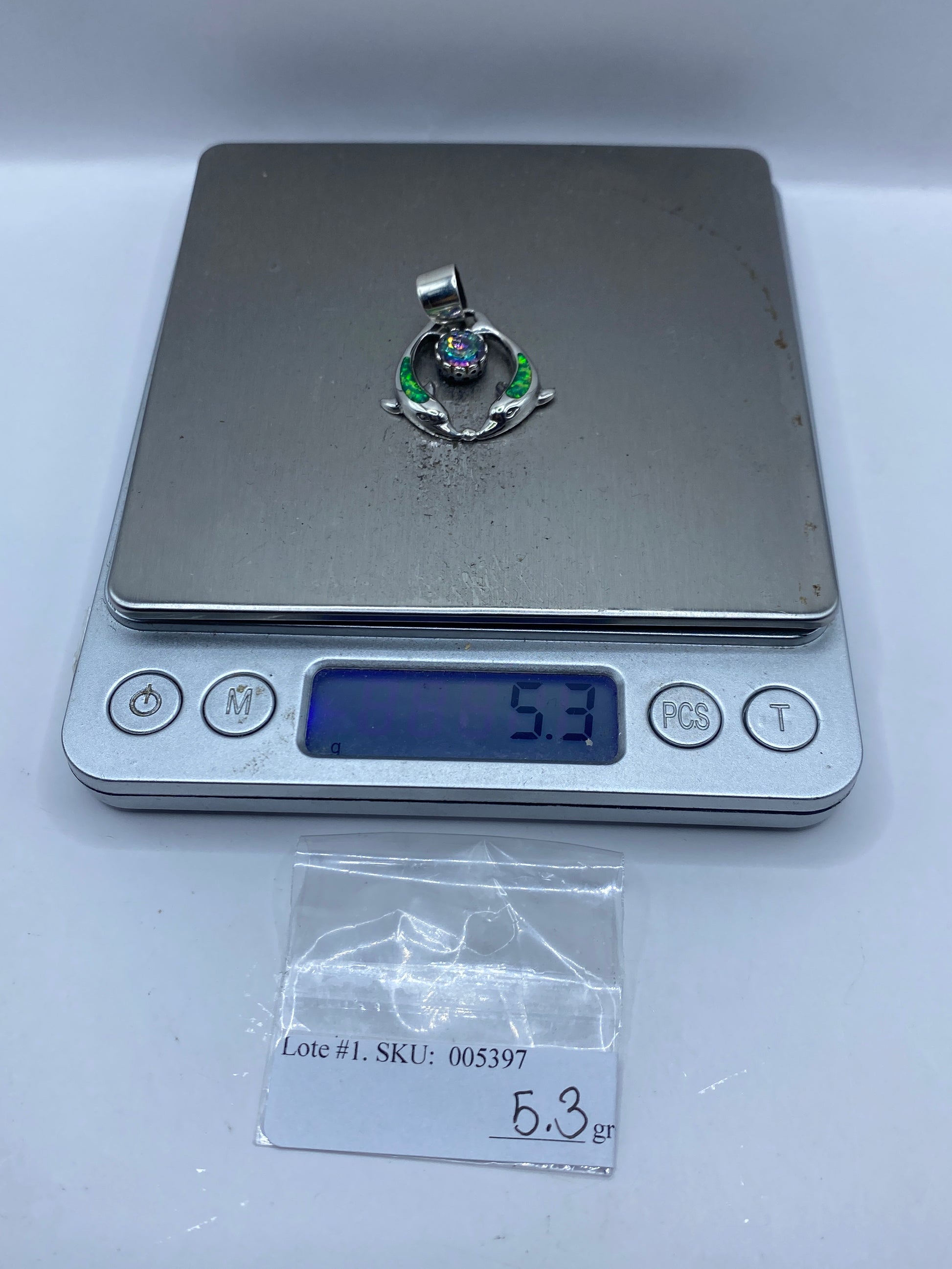 Dije Plata Delfines con Ópalo de Fuego Verde — Taxco .950 — foto 6