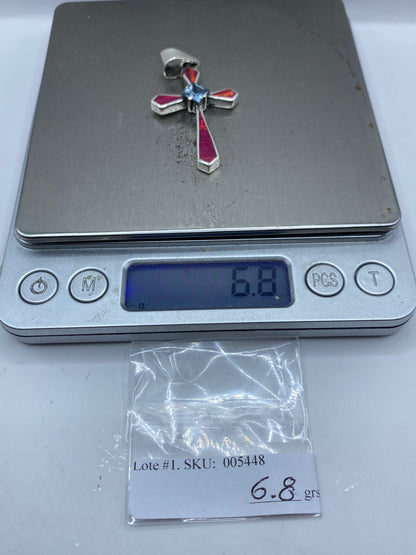 Cruz Plata .950 con Ópalo de Fuego Rosa — Taxco — foto 6
